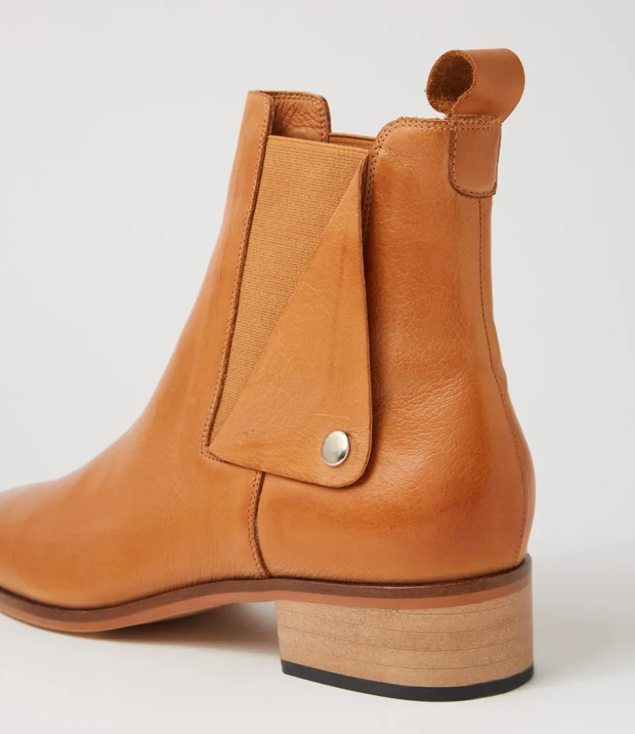 Fava New Tan Leather Ankle Boots