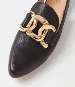 Favilla Black Leather Loafers