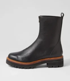 Faycey Black Tumble Leather Ankle Boots