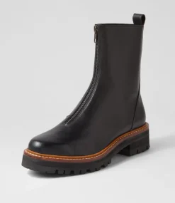 Faycey Black Tumble Leather Ankle Boots