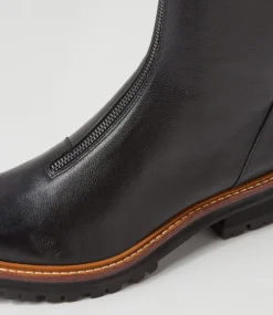 Faycey Black Tumble Leather Ankle Boots