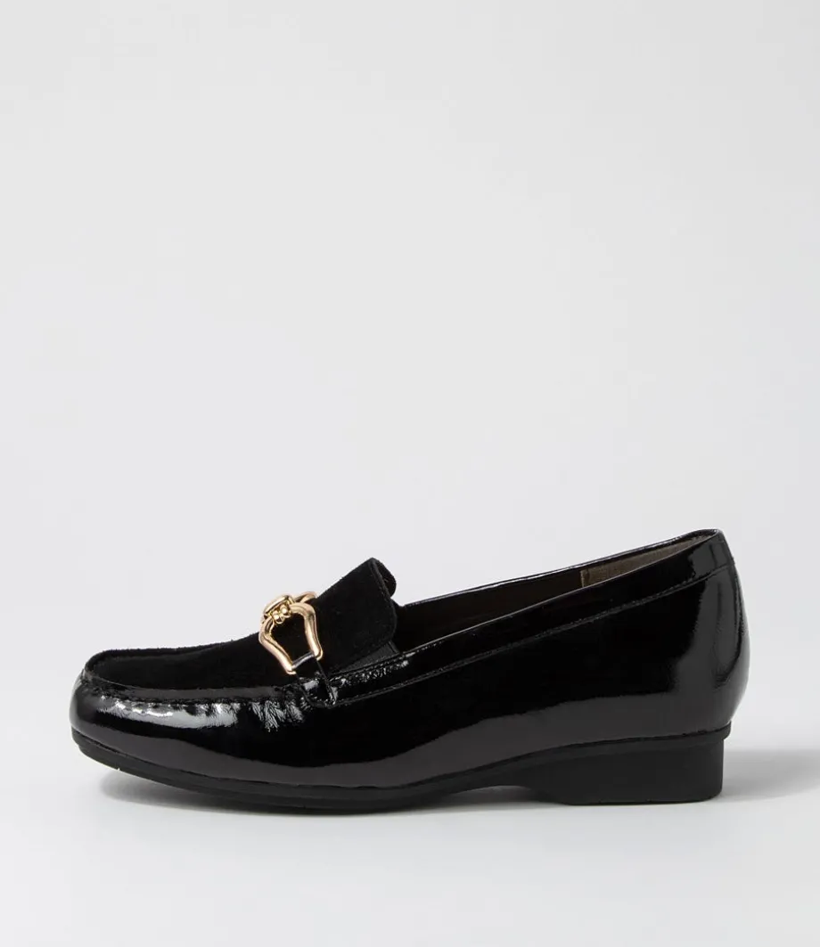 Fena Xf Black Patent Suede Loafers