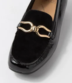 Fena Xf Black Patent Suede Loafers