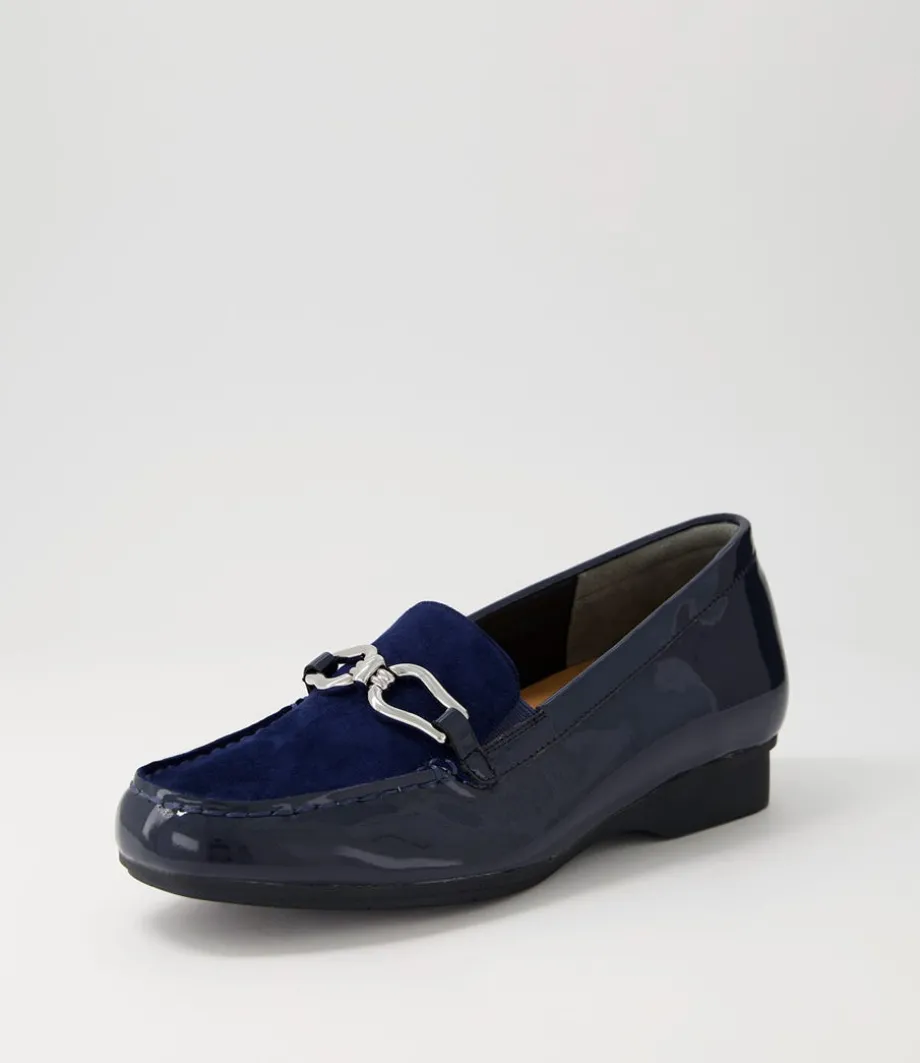 Fena Xf Navy Patent Suede Loafers