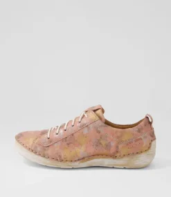 Fergey 56 Pink Multi Leather Lace Up Flats