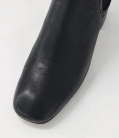 Fether Black Leather Elastic Chelsea Boots