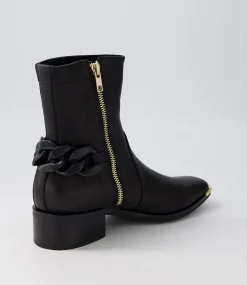 Firat Black Leather Ankle Boots