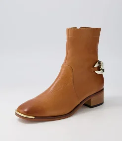 Firat New Tan Leather Ankle Boots