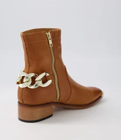 Firat New Tan Leather Ankle Boots
