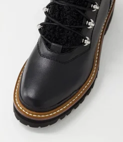 Fisher Black Tumble Leather Lace Up Boots