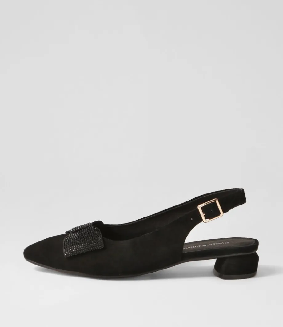 Floriest Black Suede Flat Shoes