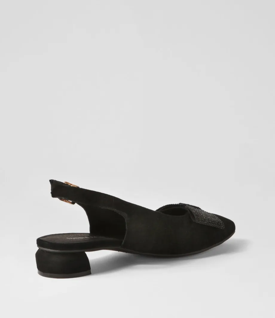 Floriest Black Suede Flat Shoes