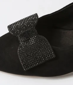 Floriest Black Suede Flat Shoes