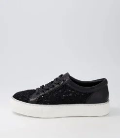 Florina Black Lace Leather Sneakers