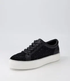 Florina Black Lace Leather Sneakers