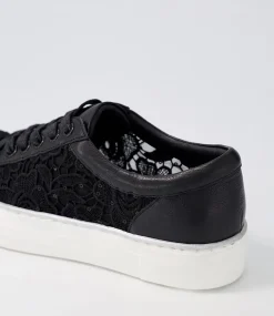 Florina Black Lace Leather Sneakers