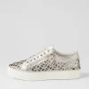 Flynng Silver Crackle White Leather Sneakers