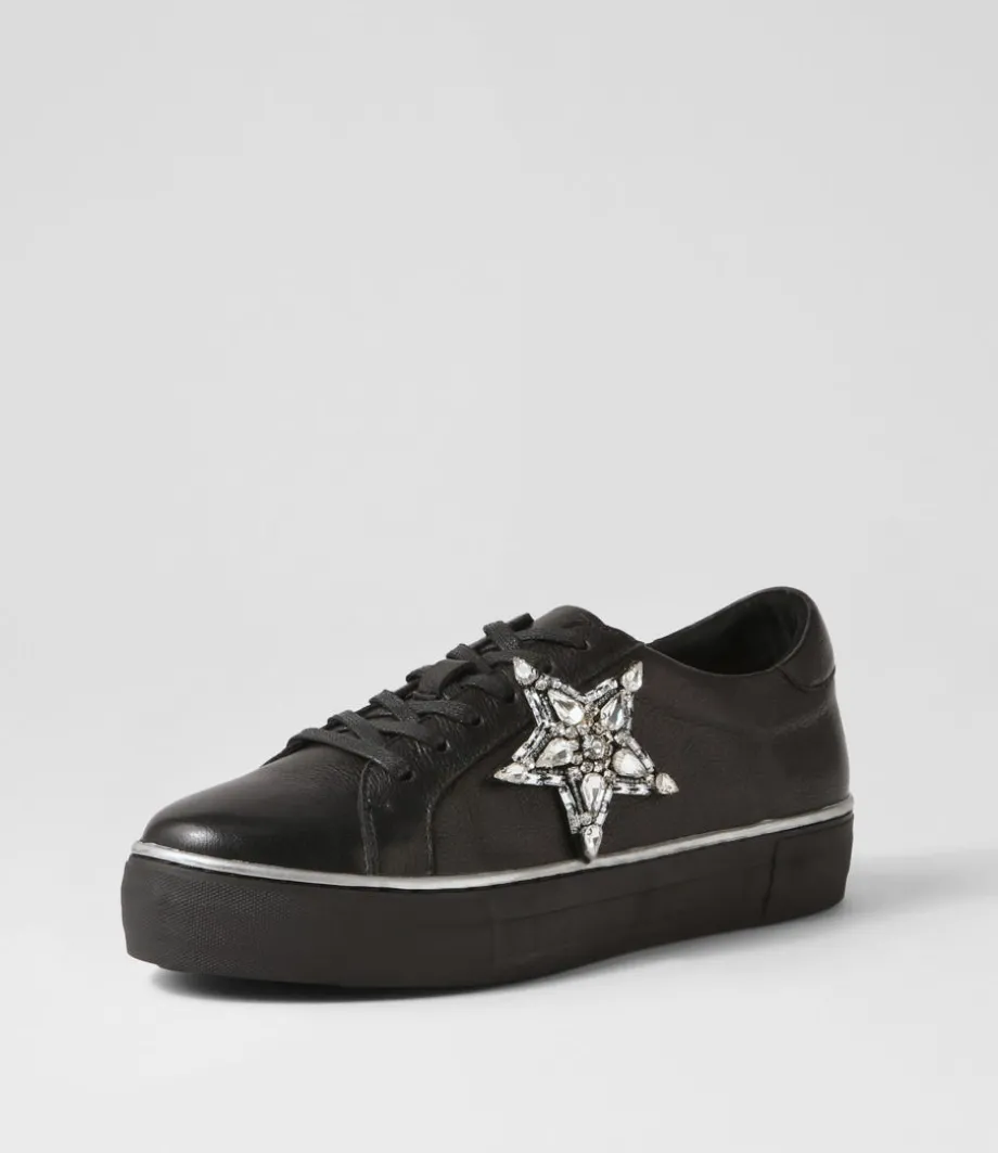 Foxxie Black Silver Leather Jewels Sneakers