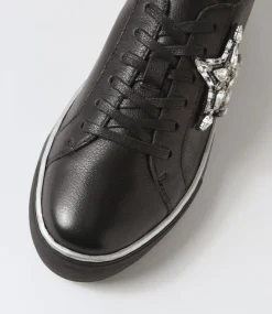 Foxxie Black Silver Leather Jewels Sneakers