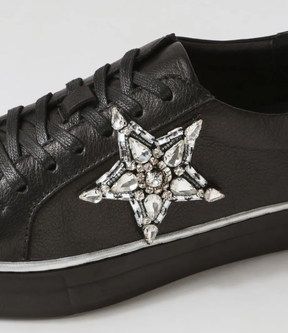 Foxxie Black Silver Leather Jewels Sneakers