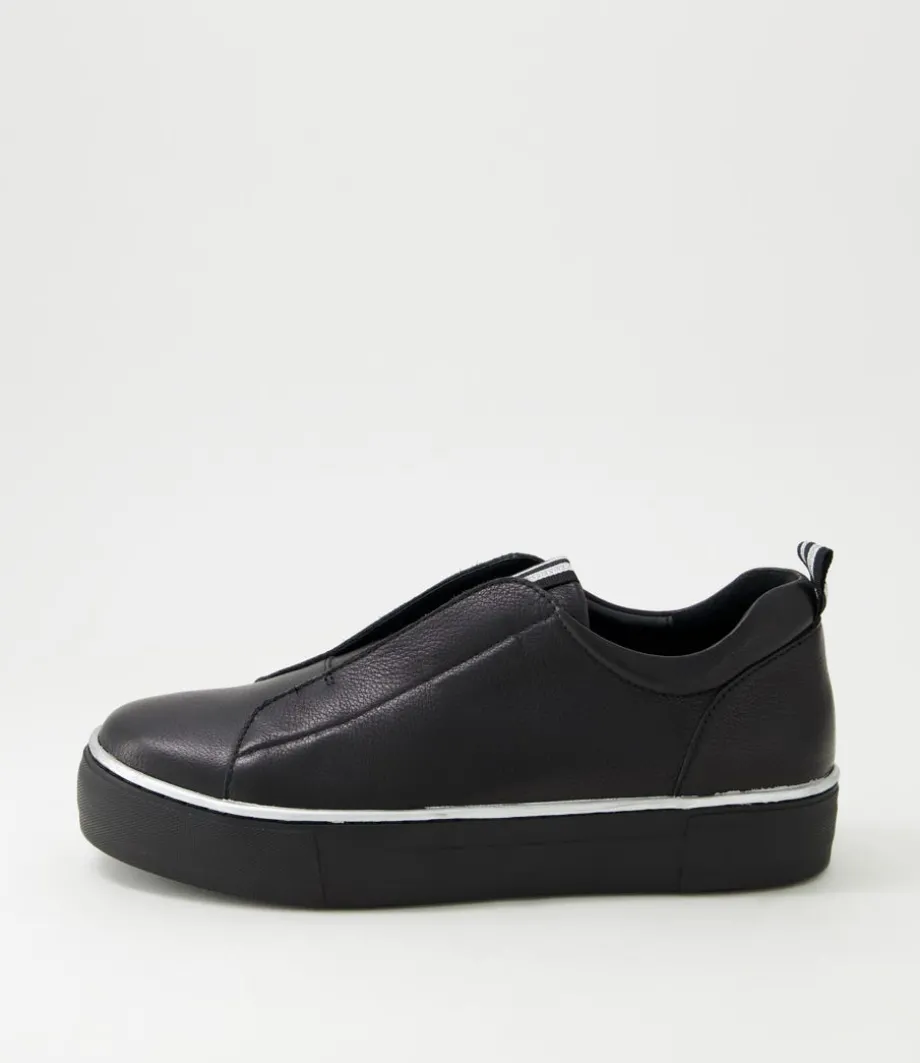 Fredie Black Silver Leather Sneakers