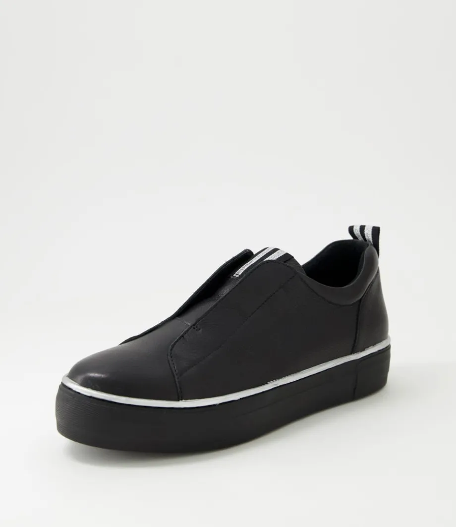 Fredie Black Silver Leather Sneakers