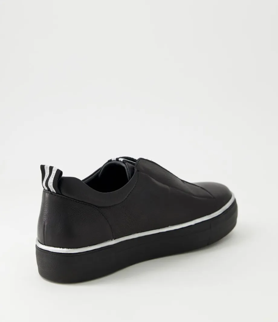 Fredie Black Silver Leather Sneakers