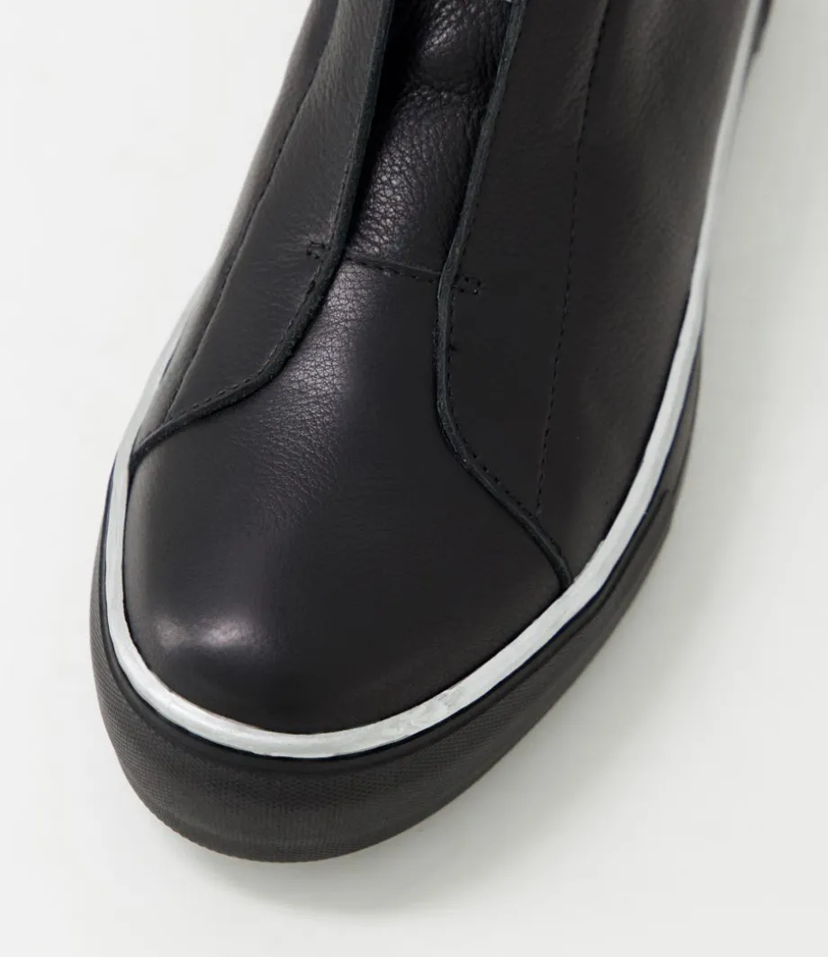 Fredie Black Silver Leather Sneakers