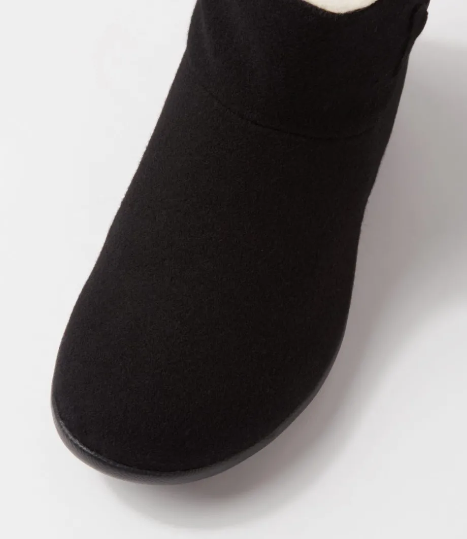 Frilla Xw Black Beige Fur Fabric Slippers