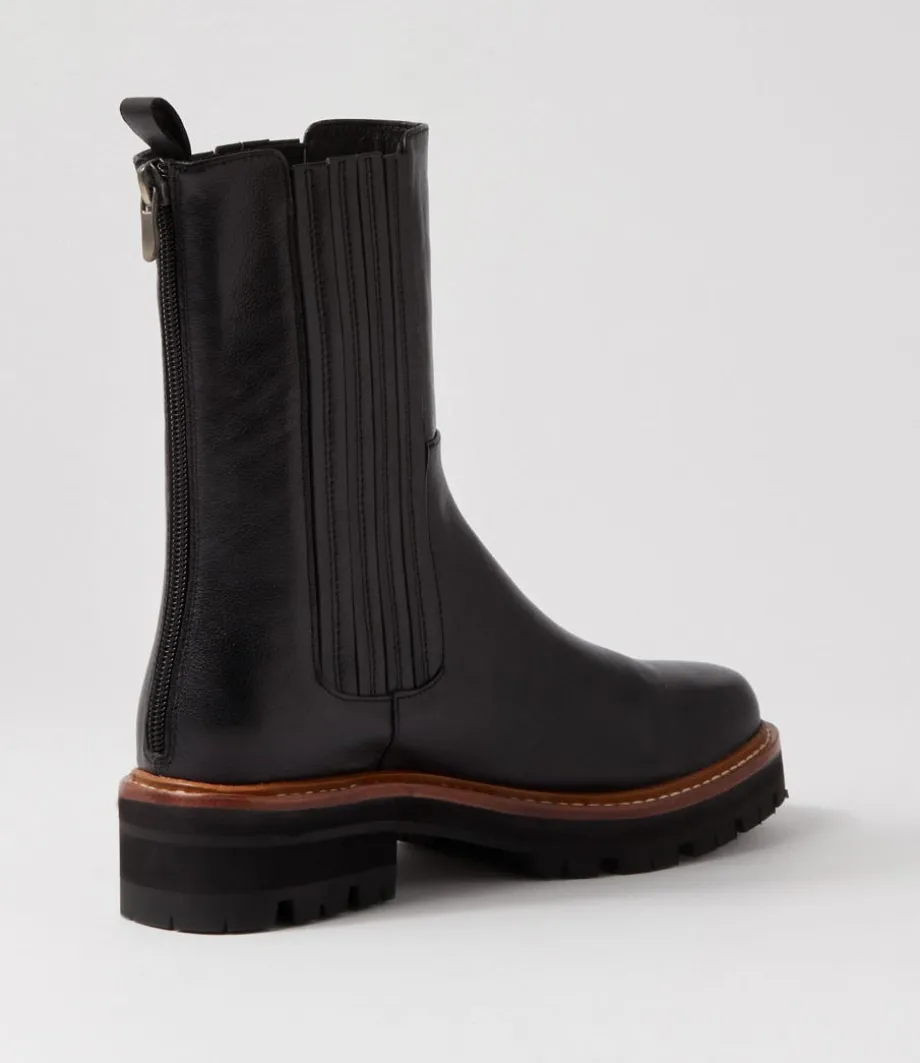 Fryser Black Tumble Leather Ankle Boots