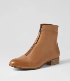 Funda Cognac Leather Ankle Boots