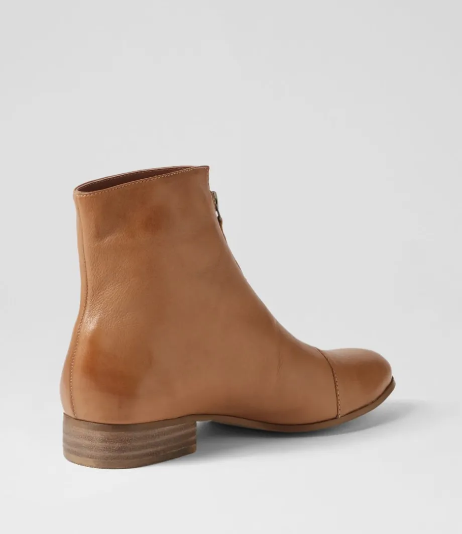 Funda Cognac Leather Ankle Boots