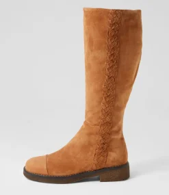 Gadnir Tan Leather Suede Knee High Boots