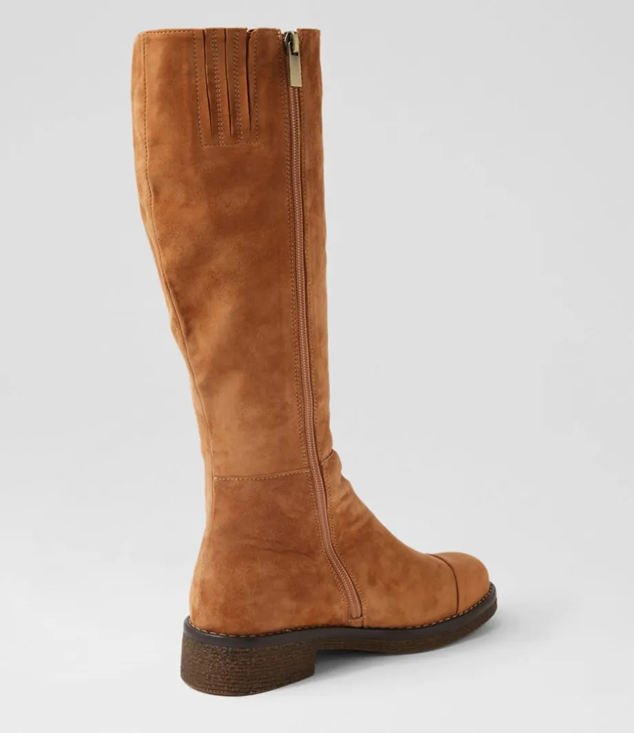 Gadnir Tan Leather Suede Knee High Boots