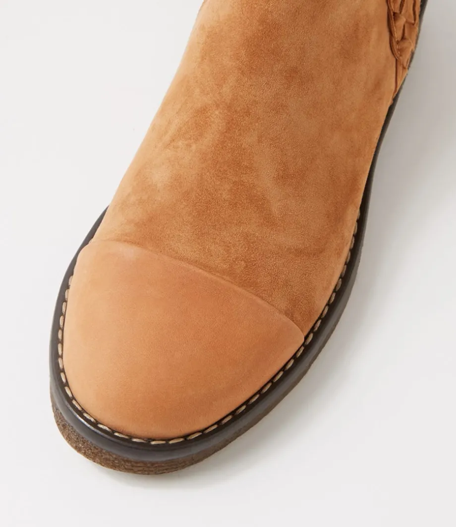 Gadnir Tan Leather Suede Knee High Boots