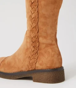 Gadnir Tan Leather Suede Knee High Boots