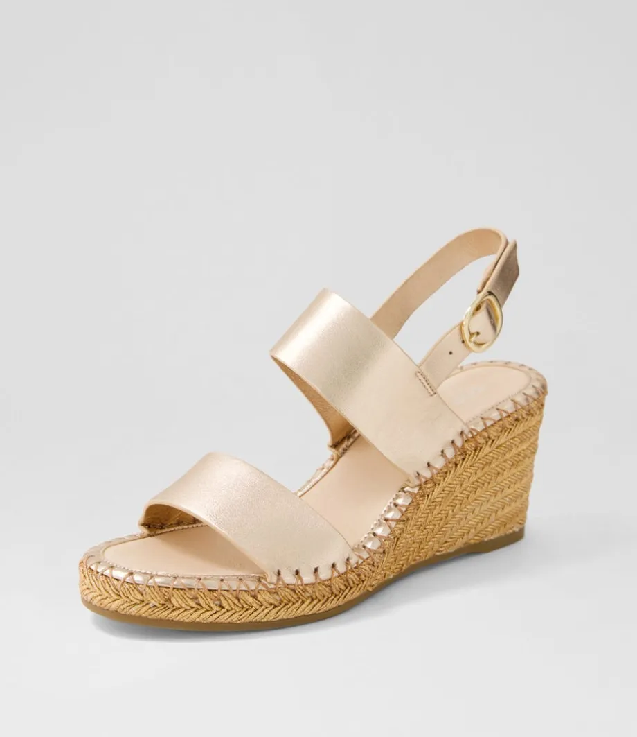 Gaga Rose Gold Rope Leather Sandals