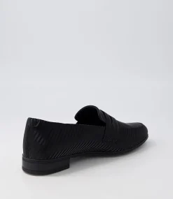 Gebeze Black Stripe Leather Loafers