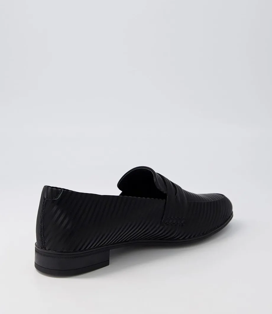 Gebeze Black Stripe Leather Loafers