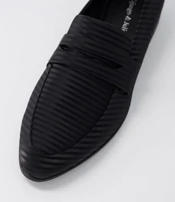 Gebeze Black Stripe Leather Loafers