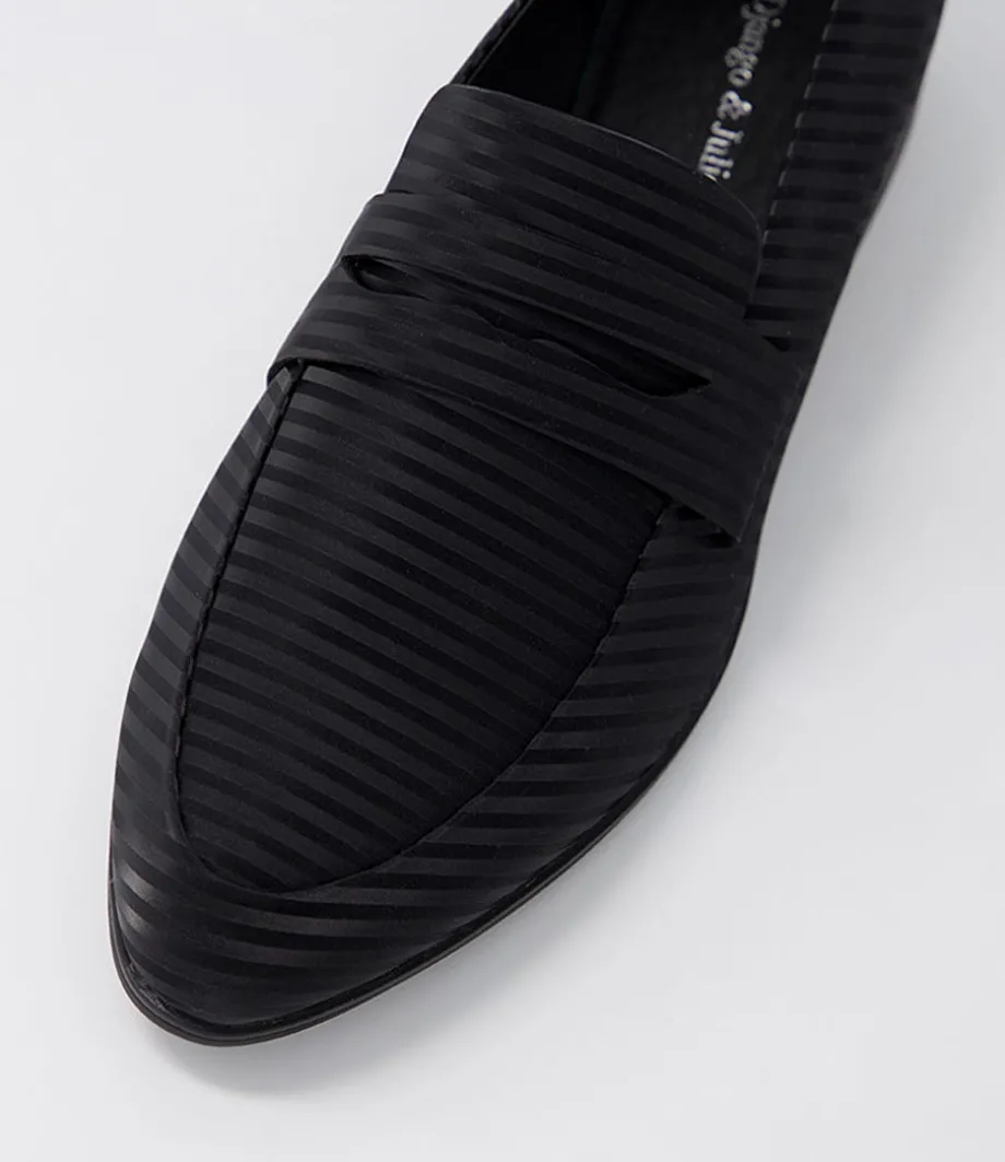 Gebeze Black Stripe Leather Loafers