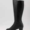 Gentrys W Black Leather Stretch Knee High Boots
