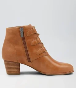 George W Tan Leather Lace Up Boots