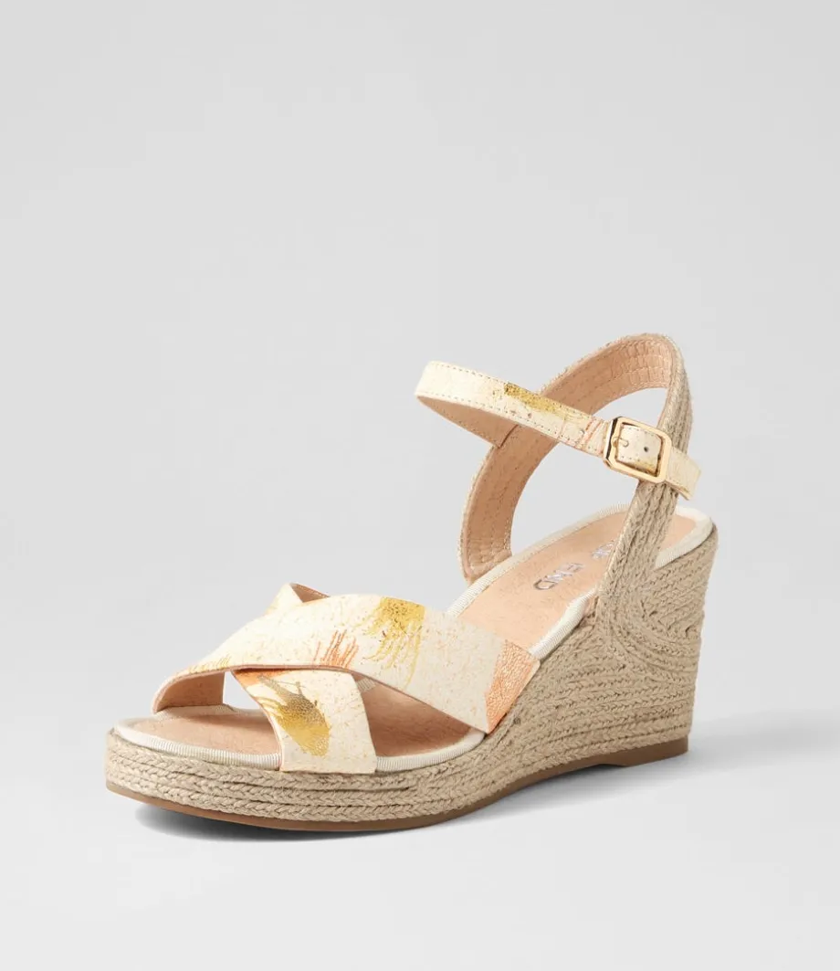Ghosta Orange Yellow Splash Leather Espadrilles
