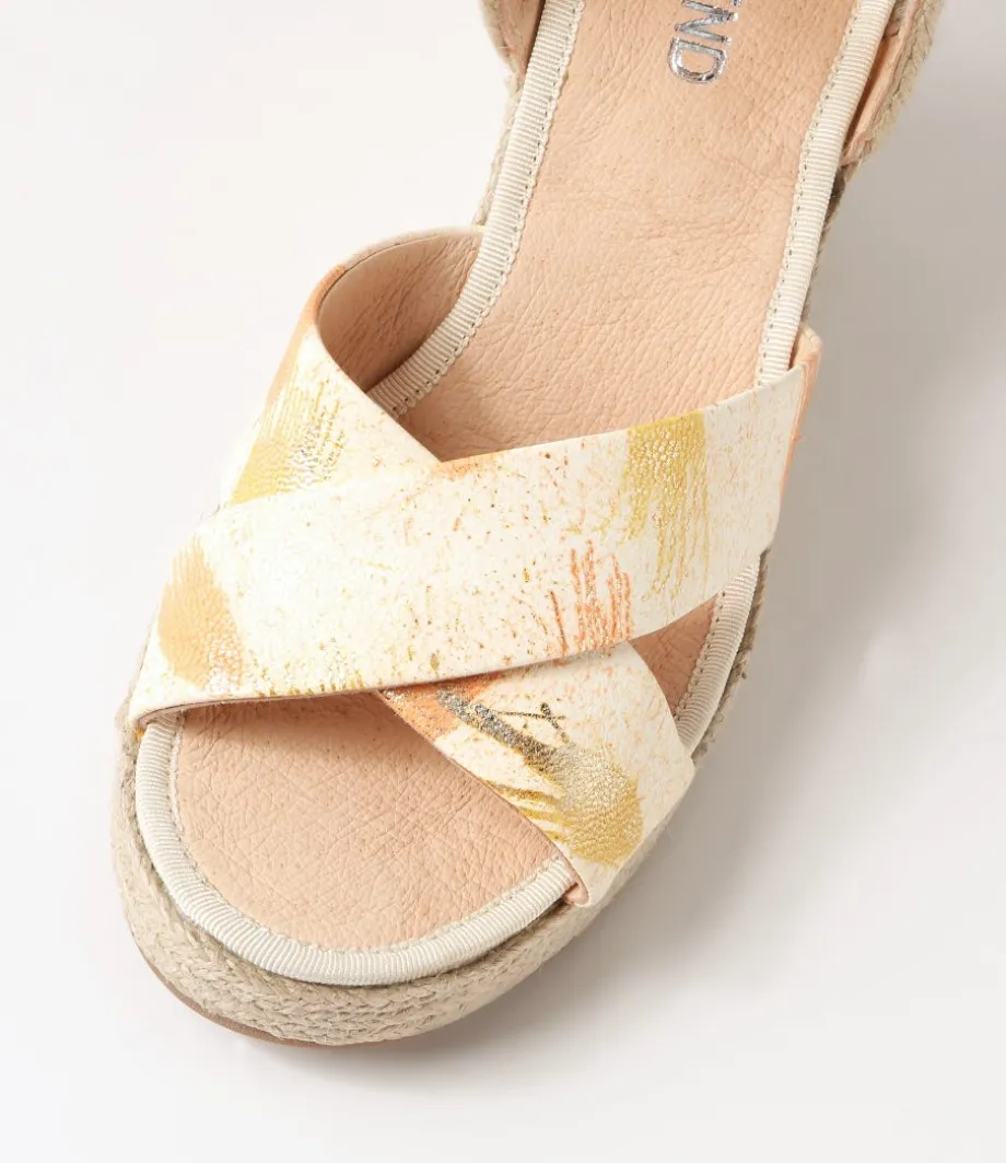 Ghosta Orange Yellow Splash Leather Espadrilles
