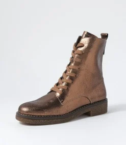 Gipsiee Bronze Crackle Leather Ankle Boots