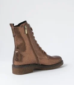 Gipsiee Bronze Crackle Leather Ankle Boots