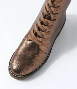 Gipsiee Bronze Crackle Leather Ankle Boots