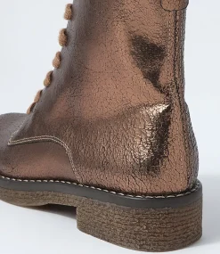 Gipsiee Bronze Crackle Leather Ankle Boots
