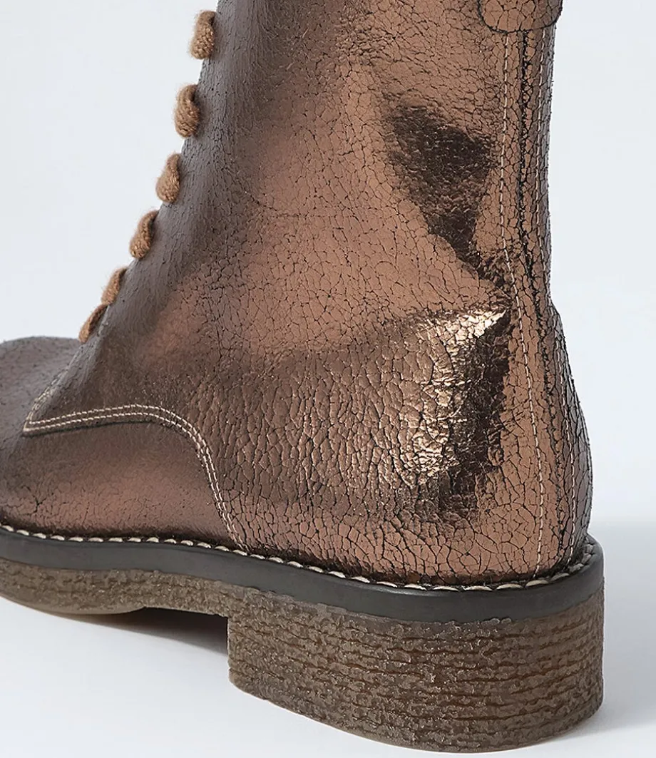 Gipsiee Bronze Crackle Leather Ankle Boots